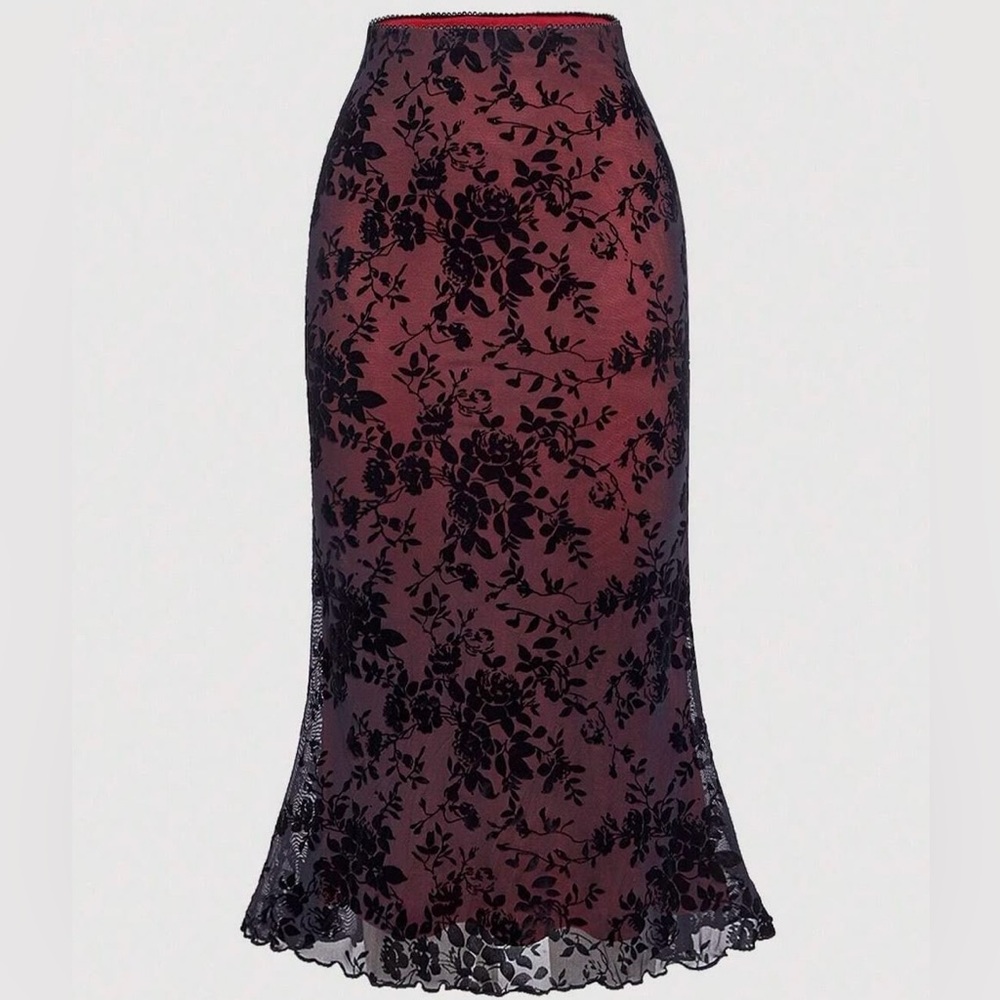 Romantic Goth Long Mermaid Style Skirt